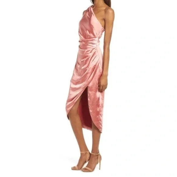 Elliatt Cassini Satin One-Shoulder Dress Large - Picture 4 of 10